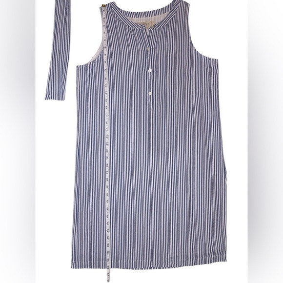 LOFT Navy Striped Midi Dress - Picture 6 of 8